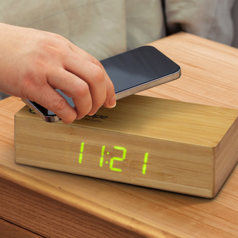 Bamboo Wireless Charging Clock - Image 6